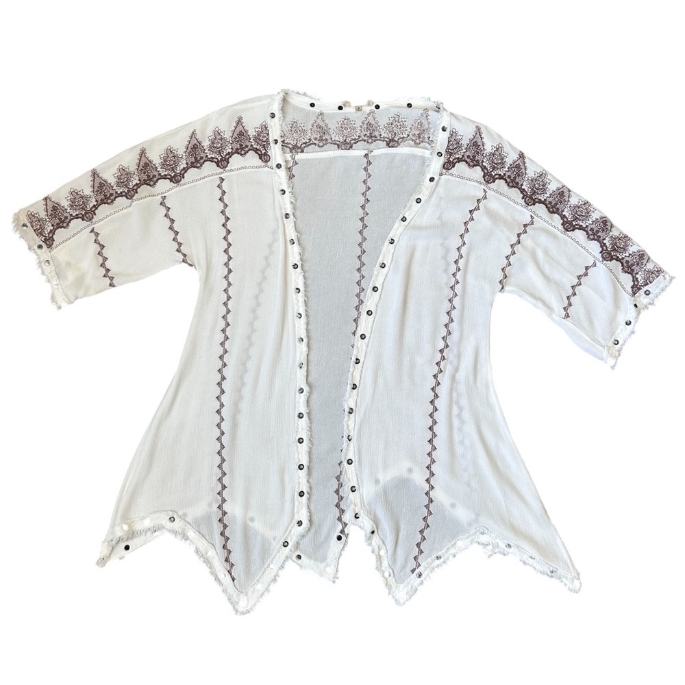 Gimmicks lightweight boho cream and light brown cardigan size small